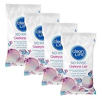 Shampoo Cap by Cleanlife Products (Pack of 4), Shampoo and Condition Hair with no Water or Rinsing - Microwaveable, Rinse-Free, Latex-Free and Alcohol-Free