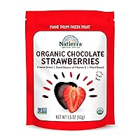 NATIERRA Organic Freeze-Dried Chocolate Covered Strawberry Slices USDA Organic & Non-GMO Strawberries 1.5 Ounce (Pack of 1)