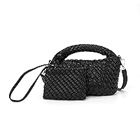 Small Woven Handbag for Women Mini Soft Leather Tote Shoulder Bag