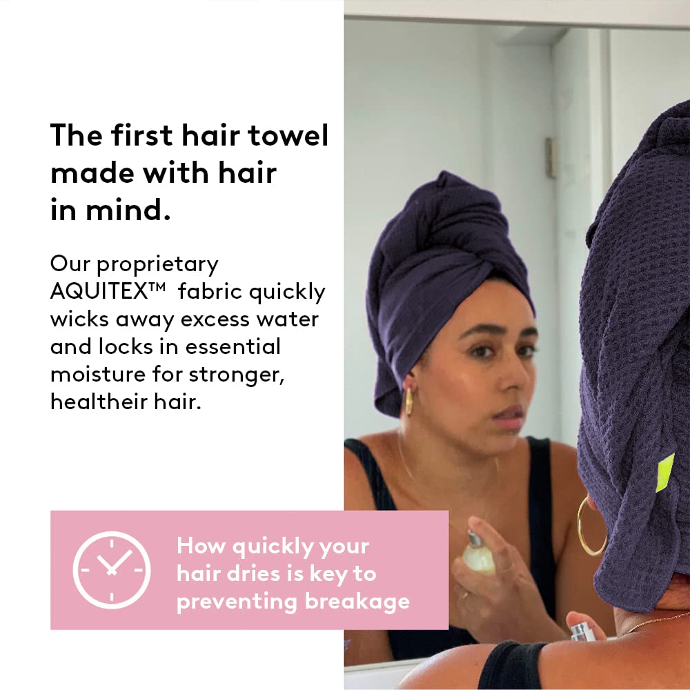 AQUIS Original Waffle Hair Towel, Ultra Absorbent & Fast Drying Microfiber Towel for Thick Hair, Dark Grey