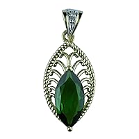 Chrome Diopside Natural Gemstone Marquise Shape Pendant 925 Sterling Silver Party Jewelry | Yellow Gold Plated
