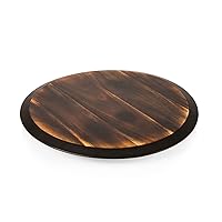 Lazy Susan Tray Wooden Turntable Round Charcuterie Board, Cheese Serving Platter, (Fire Acacia Wood)