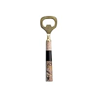 Creative Co-Op Stainless Steel Bottle Opener with Marbled Resin and Mango Wood Handle, Gold and Multicolor
