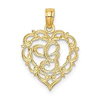 14k Gold G Script Letter Name Personalized Monogram Initial In Love Heart Pendant Necklace Measures 17.3x12.57mm Wide 0.6mm Thick Jewelry for Women