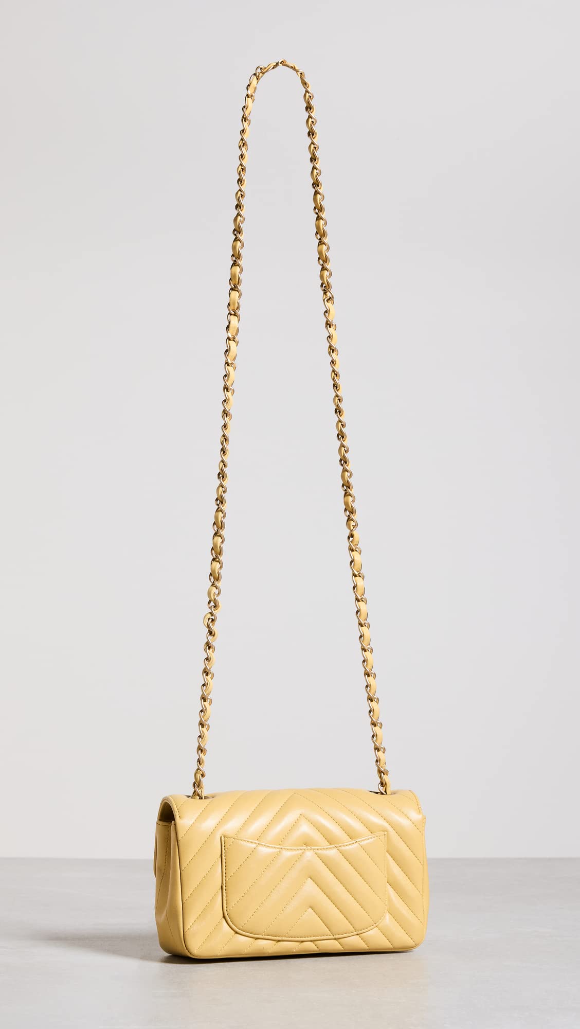 CHANEL Women's Pre-Loved Yellow Half Flap Mini Bag