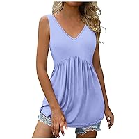 Women Flowy Tank Tops Casual Summer Tops Sexy V Neck Sleeveless Tunic Camisoles Loose Fit Summer Fashion Clothes