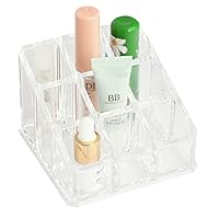 Home Basics Multi-purpose Plastic Cosmetic Makeup Organizer Storage, Lipstick, Nail Polish, Foundation, Blush Organizer, Clear (Small)