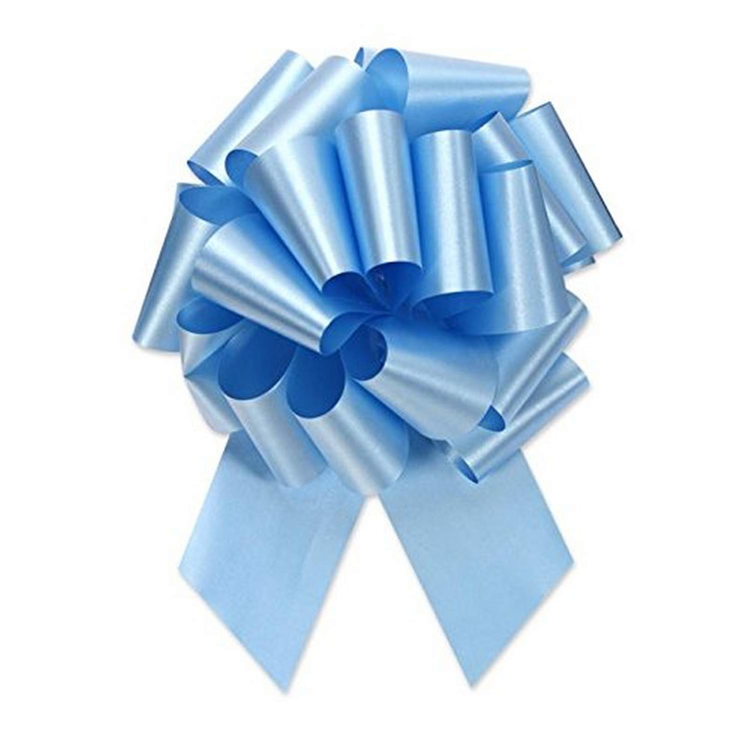Berwick Offray 2.5'' Wide Ribbon Pull Bow, 8'' Diameter with 20 Loops, Light Blue