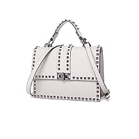 stud handbag designer handbag genuine leather top handle cross body