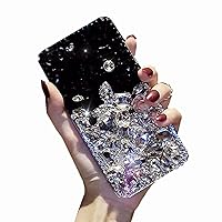Case for Pixel 7 Pro Full Crystal Diamond, 3D Handmade Luxury Sparkle Crystal Rhinestone Diamond Glitter Bling Clear TPU Silicone Case Cover for Google Pixel 7 Pro (Black/White)