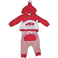 Cat & Jack Baby Boy or Girl 2 pc Santa Holiday Hooded Holiday Top & Bottom Set 0-3 Months Red