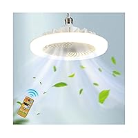 Socket Fan Light with Remote Socket Fan Light Dimmable 3-Color Temperatures LED Ceiling Fan for Bedroom, Kitchen, Living Room, Closet