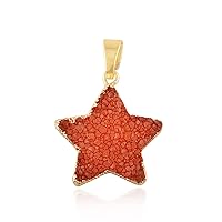Mode Joays Star shape orange Agate Druzy necklace, 18K Gold Electroplated, Single Bail Pendant Charms, DIY pendant necklace