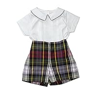 Carouselwear Infant Baby Boys Plaid Holiday Christmas Outfit Buttons on Shorts