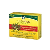 TheraNeem Neem Therape Cleansing Bar, Maximum Strength | Neem Oil Soap for Sensitive Skin | Soothes & Hydrates | 4oz