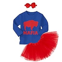 Buffalo Mafia - State Proud Strong Pride Sports Baby Bodysuit + Tutu Skirt + Bow Headband Set