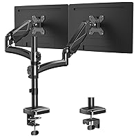 MOUNTUP Dual Monitor Stand, Height Adjustable Monitor Desk Mount, Gas Spring Monitor Arm for Two 17-32 Inch Screens, with C Clamp/Grommet Mounting Base, Holds 4.4-17.6 lbs per Arm, Max VESA 100x100mm