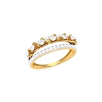 Jewels 14K Gold 0.87 Carat (H-I Color,SI2-I1 Clarity) Natural Diamond Band Ring