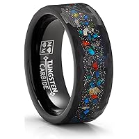 Metal Masters CO. Tungsten Carbide Mens Ring Wedding Band Black Cluster of Stars Meteorite Inlay 8MM Comfort-Fit Black