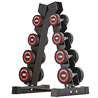 105KG Dumbbell Weight Set with 6 Pairs Round Edge Rubber Encased Dumbbells and Dumbbells Storage Rack for Home Gym Strength Building & Full Body Workout