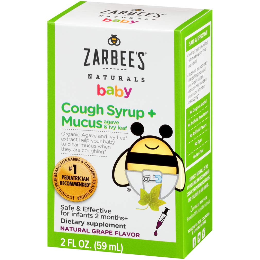 Zarbee's Naturals Baby Cough Syrup* + Mucus, Natural Grape Flavor, 2 Ounces