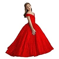 Girl's V Neck Sparkly Miss National Pageant Dresses Sequins Kids Flower Girl Dress Bridesmaid Party Gowns