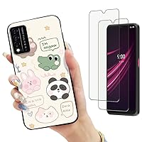 for T-Mobile Revvl V+ 5G / V Plus 5G Case with 2 Tempered Glass Screen Protectors, Cute Animals Pattern Design, Slim Shockproof Protective Soft Silicone Phone Cover for Girls Women (Animals)