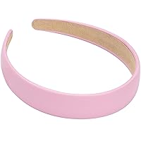 WantGor 1 Inch PU Leather Headband, Wide Padded Hairband Fashion Hair Bands Cute Womens Headbands Holiday DIY Hair Accessories (Pink)