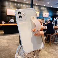 Soft Wrist Strap Phone Case for iPhone 11 12 13 14 Pro Max X XR Xs Max 7 8 Plus SE 2020 Mini Kickstand Transparent Bumper Cover,Clear,for iPhone 15Pro Max