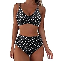 Plus Size Bathing Suits for Women Two Piece Piece Swimsuits Vintage Swimsuit Two Piece Retro Ruched High Waist
