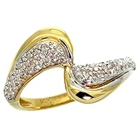 10K Yellow Gold Wave Diamond Ring 0.30 cttw, 1/2 inch wide