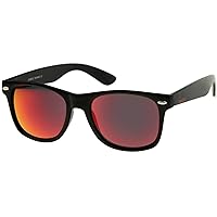 zeroUV - Classic Colored Mirror Lens Square Horn Rimmed Sunglasses for Men Women