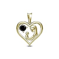 Mom and Child Heart 925 Sterling Silver Cubic Zirconia Unisex Pendant