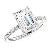 2.50CT Emerald Cut Colorless Moissanite Engagement Ring Wedding Band Gold Silver Eternity Solitaire Ring Halo Ring Vintage Antique Anniversary Promise Gift Her Bridal Ring