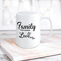 Quote White Ceramic Coffee Mug 15oz Family Where Life Begins And Love Never Ends Coffee Cup Humorous Tea Milk Juice Mug Novelty Gifts for Xmas Colleagues Girl Boy