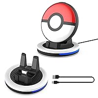 Portable ABS Charging Dock for Poke-mon GO Plus+ 2023 Charging Station Charger with Display Light Compatible with Poke Ball GO Plus Plus Accessories
