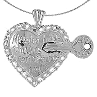 Gold Heart With Break Off Key Necklace | 14K White Gold Heart With Break Off Key Pendant with 16