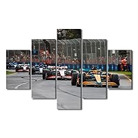 F1 Car Canvas Wall Art Formula 1 Australian Grand Prix Artwork Pictures Modern Wall Art 5 Panel Photography Qualifying Day Abstract Posters Prints for Living Room Framed Ready to Hang 60
