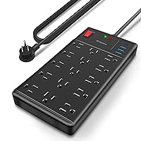Surge Protector Power Strip-15 Widely Spaced Outlets and 4 USB Ports(1 USB C Port),14 AWG Extension Cord,1875W/15A Heavy Duty Power Strip Surge Protector 5 ft Cord,2800J, ETL Listed,Black
