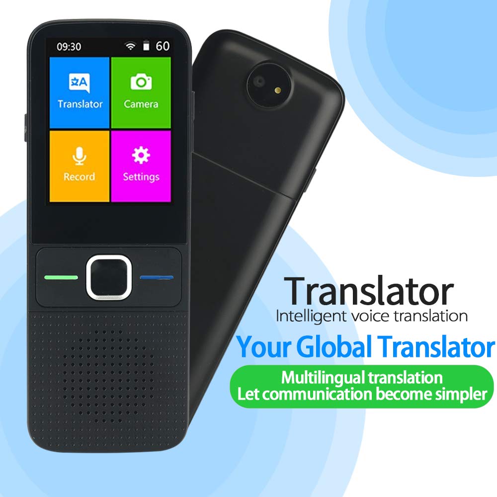 Language Translator Portable Instant Translator Device Support WiFi/Hotspot/Offline Two- Way Real Time Online 137 Languages with 2.4Inch Touch Screen Recording Smart Translator Black
