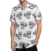 Funny Reccoon Hawaiian Shirt for Men Short Sleeve Button Down Summer Tee Shirts Tops