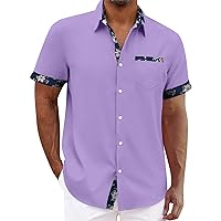 Mens Dress Shirts, Casual Beach Short Sleeve Button Down Polo Shirt Summer Printed Clothing Hawaiian Shirt for Men