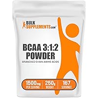 BULKSUPPLEMENTS.COM BCAA 3:1:2 Powder - Branched Chain Amino Acids, BCAA Supplements, BCAA Powder - BCAAs Amino Acids Powder, Unflavored, 1500mg per Serving - 167 Servings, 250g (8.8 oz)