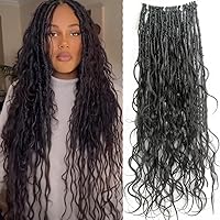Pre-Looped Crochet Boho Locs With Human Hair Curls Body Wave Human Hair Goddess Locs Crochet Hair 50 strands(22inch)
