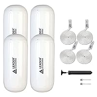 Leader Accessories Hole Through Middle Ribbed Inflatable Boat Fender Pack of 4 Includes 3/8'' Fender Lines Pack od 4 and Pump to Inflate