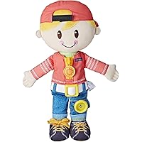 Playskool Dressy Kids Doll with Blonde Hair and Hat, Activity Plush Toy with Zipper, Shoelace, Button, for Kids Ages 2 and Up (Amazon Exclusive)