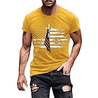 American Flag 1776 Print Shirt for Men Short Sleeve Crewneck Distressed Patriotic T Shirts Independence Day Streetwear Tops