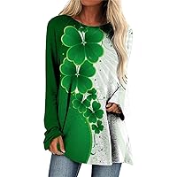 St Patricks Day Shirts Women Funny Green Top Turtleneck Long Sleeve Shirt Fashion Sweatshirts for Teen Girls