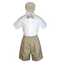 Baby Toddler Boy Wedding 4pc Formal Suit Set Black Khaki White Navy Brown S-4T (Large:(12-18 Months), Khaki)