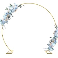 Fomcet 8FT Gold Round Backdrop Stand Circle Balloon Arch Frame Large Metal Wedding Arch for Anniversary Birthday Party Valentine Ceremony Wedding Decorations Thickened Square Tubes